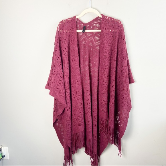 Torrid Burgundy Frayed Shaw - Picture 1 of 5